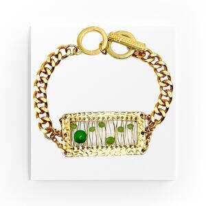 Elly Preston Green Beaded Bracelet Elly Preston Gold Tone Chain Link Bracelet